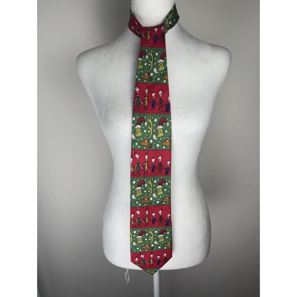 Vintage Dr. Seuss "How the Grinch Stole Christmas" Silk Necktie 90's Holiday